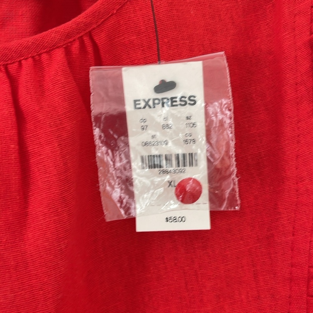Express Red Ruffle Sleeve Blouse - Picture 3 of 6